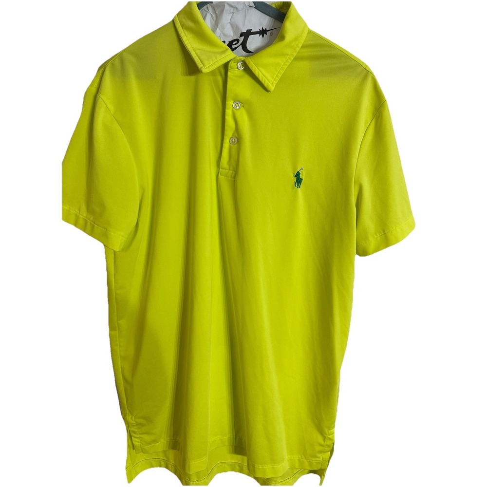 Polo Ralph Lauren Polo Shirt Mens sz M Yellow Neon Performance Short Slevee
